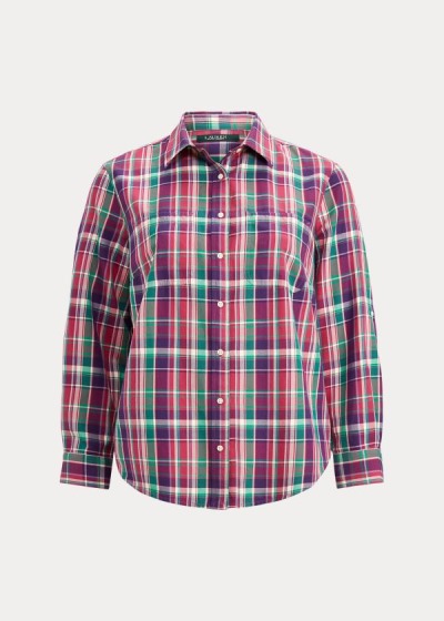 Ralph Lauren Plaid Cotton Twill Skjorter Dame Danmark (RXZUD9074)